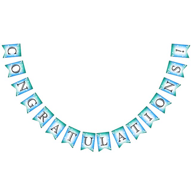 Bannière À Fanions Félicitations - Bleu et Turquoise (Tout)