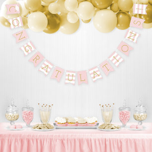 Bannière À Fanions Félicitations diplômé Fête Rose Or