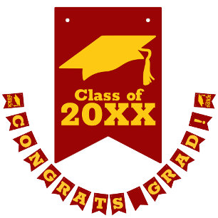 Bannière À Fanions Félicitations Grand Cardinal et Or