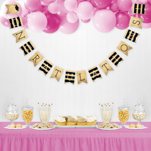 Bannière À Fanions Félicitations Modern Gold Graduation Party