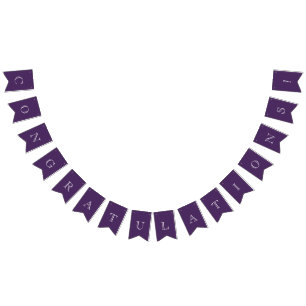 Bannière À Fanions Félicitations modernes violet et blanc