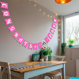 Bannière À Fanions Félicitations Super Grad Pink Editable Nom de la p