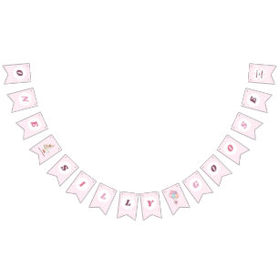 Bannière À Fanions Fête d'anniversaire de 1 an pour une fille avec un