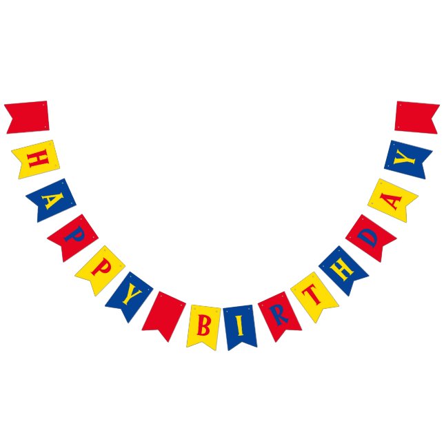 Bannière À Fanions Fête d'anniversaire de bleu jaune rouge de (Tout)
