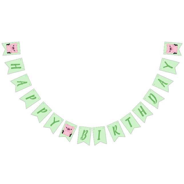 Bannière À Fanions Fête d'anniversaire de cochon (Tout)
