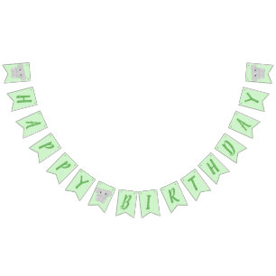 Bannière À Fanions Fête d'anniversaire de l'éléphant vert