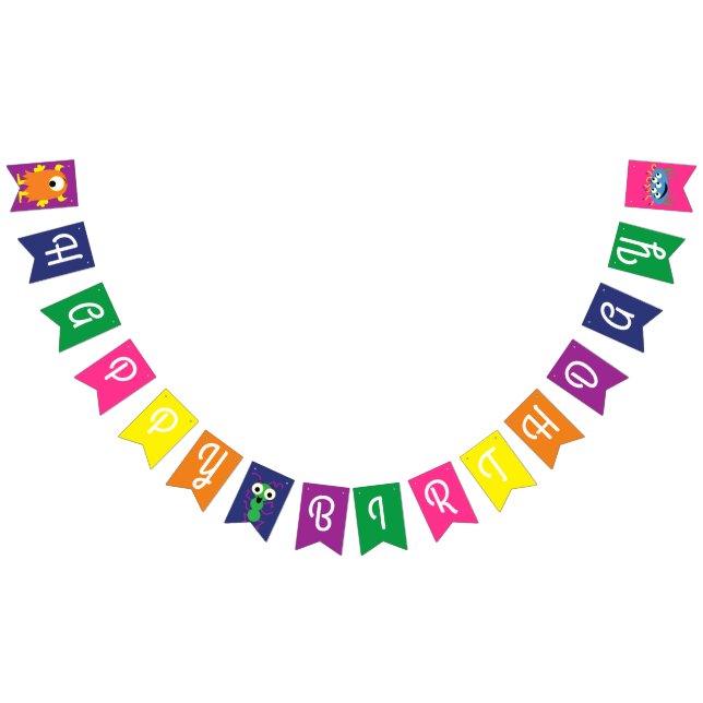 Bannière À Fanions Fête d'anniversaire de Monster (Tout)
