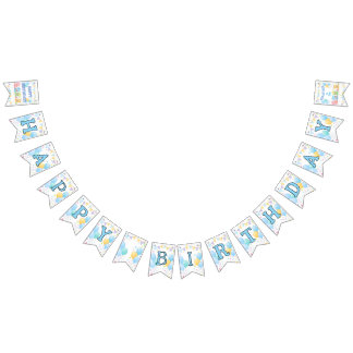 Bannière À Fanions Fête d'anniversaire festive Fille Bleu Pastel