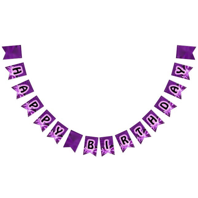 Bannière À Fanions Fête d'anniversaire violet (Tout)