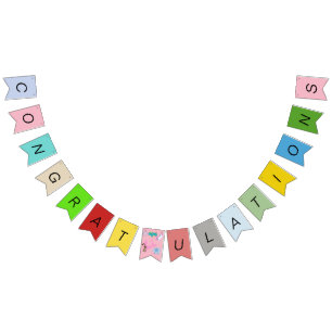 Bannière À Fanions Fête de Bébé Créatures et Papillons Félicitations