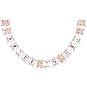 Bannière À Fanions Fête de douche de mariée Chic Floral en Fleurs Fut