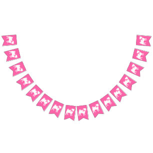 Bannière À Fanions Fête de la fête du chien Carlin rose