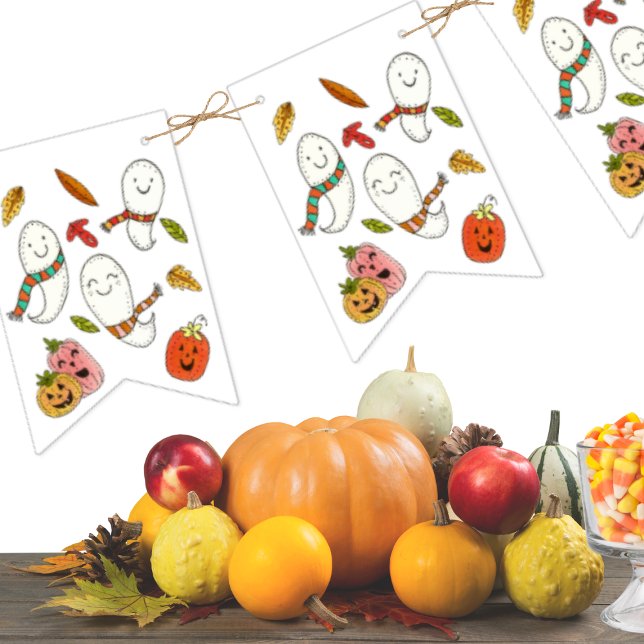 Bannière À Fanions Fête d'Halloween Ghost Cute (Créateur téléchargé)