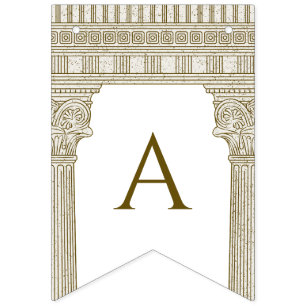 Bannière À Fanions Fête en toge romaine avec des colonnes de temple é