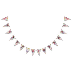 Bannière À Fanions Fête Fleurs & Papillons / Jardin Pastel