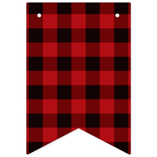 Bannière À Fanions fête plaid rouge rustique d'hiver bûcheron (Premier drapeau)
