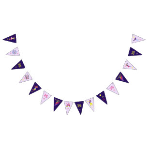 Bannière À Fanions Fête Rétro Violette Groovy Disco Filles Années 80