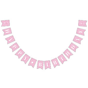 Bannière À Fanions Fille rose Bonne fête d'anniversaire