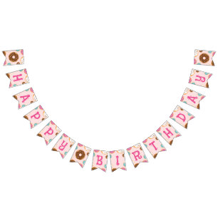 Bannière À Fanions Fille's Birthday Donut Party - Party Flag Bunting