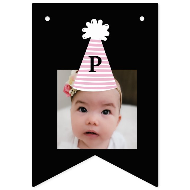 Bannière À Fanions Filles Casquettes de la fête Photo Personnalisée A (Quatrième drapeau)