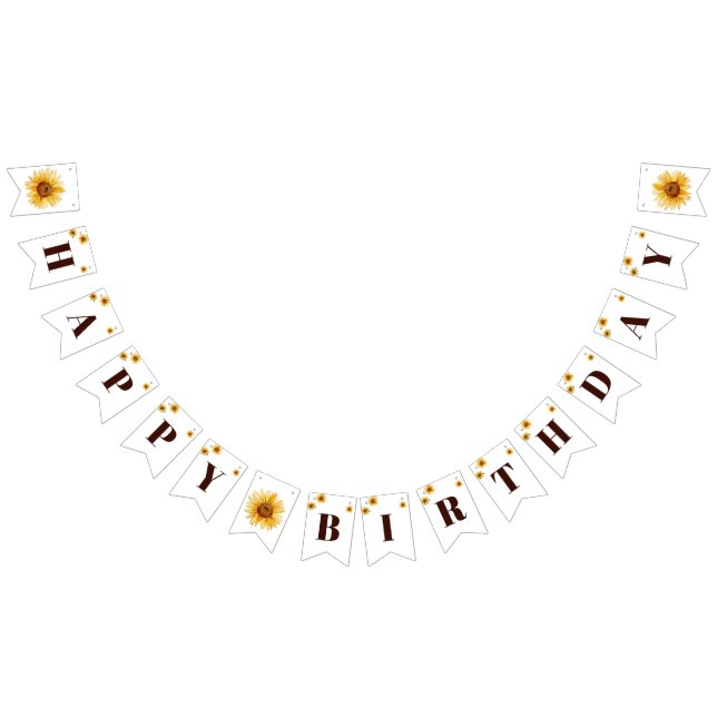 Bannière À Fanions Filles de tournesol rustiques Joyeux anniversaire (Tout)