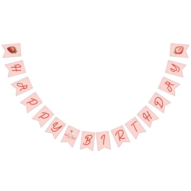Bannière À Fanions Filles mignonne Berry rose Premier anniversaire (Tout)