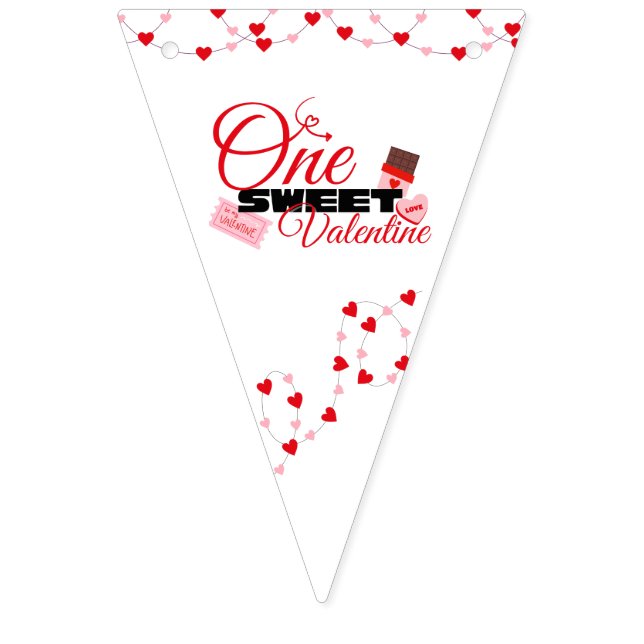 Bannière À Fanions First Birthday Valentine’s Day Banner (Premier drapeau)