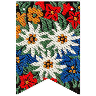 Bannière À Fanions Fleur alpine suisse d'edelweiss