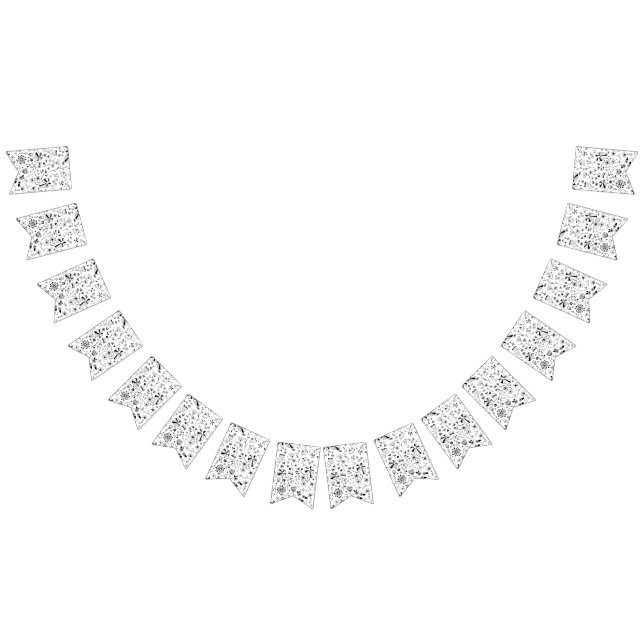 Bannière À Fanions Fleur sauvage monochrome (Tout)