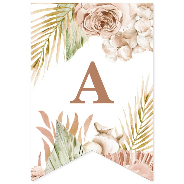 Bannière À Fanions Fleurs séchées tropicales Boho Pampas (Seizième drapeau)