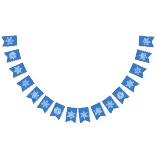 Bannière À Fanions Flocon de neige glacé bleu Icy Noël hiver