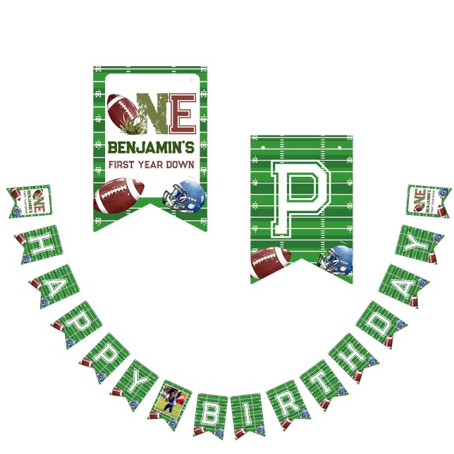 Bannière À Fanions Football 1ère année après l'anniversaire (Créateur téléchargé)
