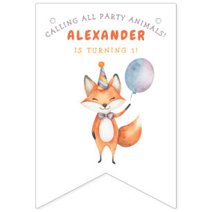 Bannière À Fanions Fox Anniversaire de enfant Party