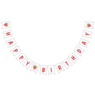 Bannière À Fanions Fraise Fille Anniversaire Joyeux Anniversaire
