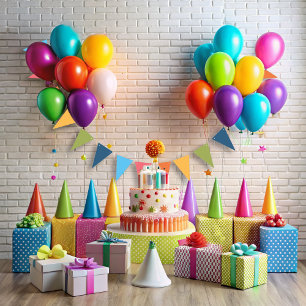 Bannière À Fanions Funny Flying Unicorn Rainbow Colors 1er anniversai