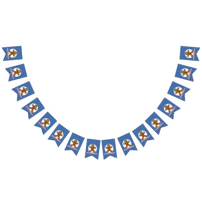 Bannière À Fanions Gingerbread - Patters bleus - Merry Xmas (Tout)