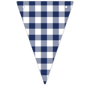 Bannière À Fanions Gingham Classique Bleu Nuit
