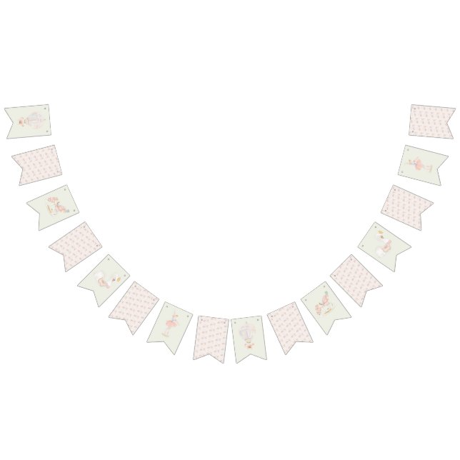 Bannière À Fanions Girl Princess Fairytale Ballerina Sage Cream Party (Tout)