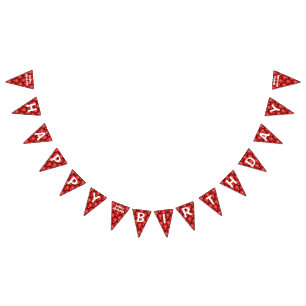 Bannière À Fanions Gold Red Diamonds Luxury Birthday Bunthday Flags