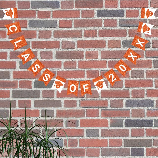 Bannière À Fanions Grad Glam Orange Casquette Simple Classe Plus Anné (Créateur téléchargé)