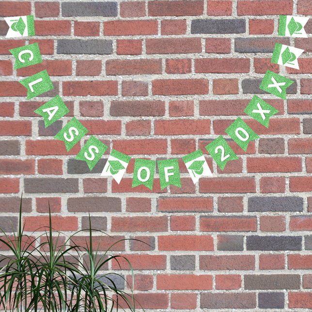 Bannière À Fanions Grad Glam Vert Casquette Simple Classe Plus Année (Créateur téléchargé)