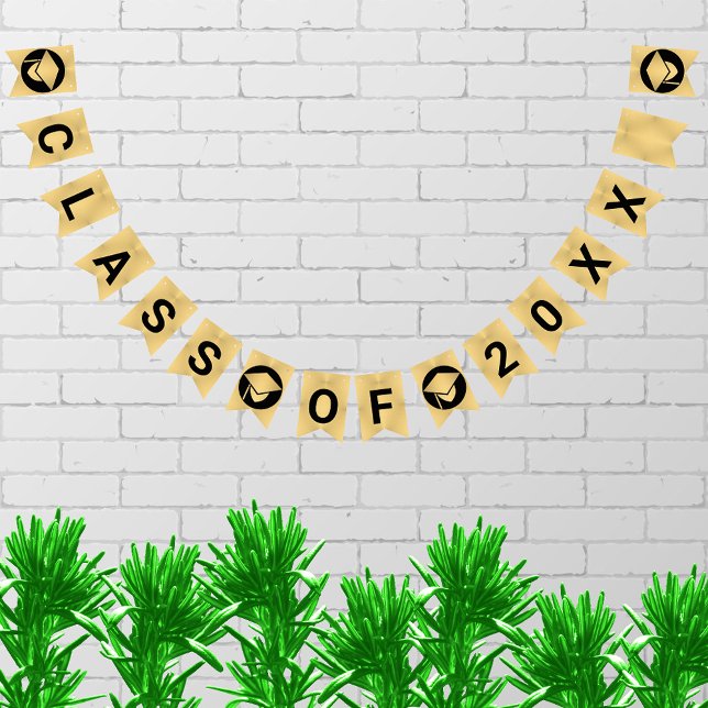 Bannière À Fanions Graduation Chic Gold Créez Votre Classe De (Créateur téléchargé)