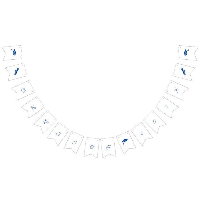 Bannière À Fanions Graduation Personnalisable Simple Bleu Et Blanc (Tout)