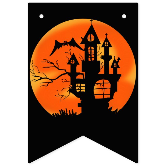 Bannière À Fanions Halloween éffrayant Haunted House (Premier drapeau)