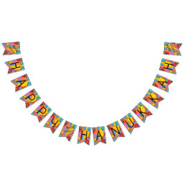 Bannière À Fanions Hanoukka Swallowtail Banner Dancing Dreidels