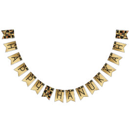 Bannière À Fanions Hanoukka Swallowtail Banner Gold Carreaux