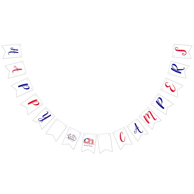Bannière À Fanions Happy Campers America personnalisée (Tout)