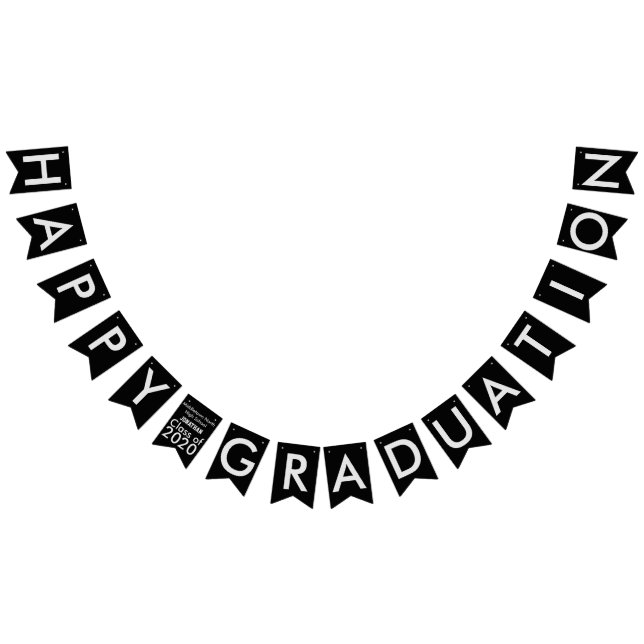 Bannière À Fanions Happy Graduation Black (Tout)