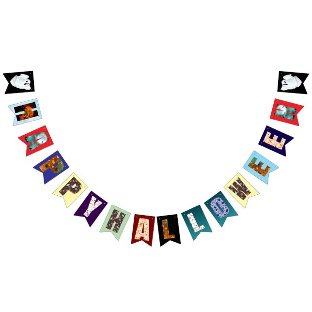 Bannière À Fanions Happy Halloween Colorful Hanging Garland Official  (Tout)