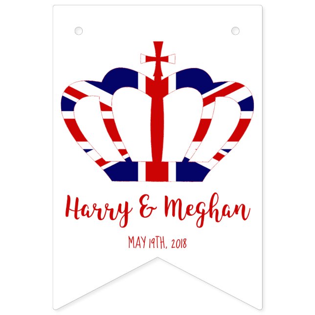Bannière À Fanions Harry & Meghan Crown | Célébration du Mariage roya (Premier drapeau)